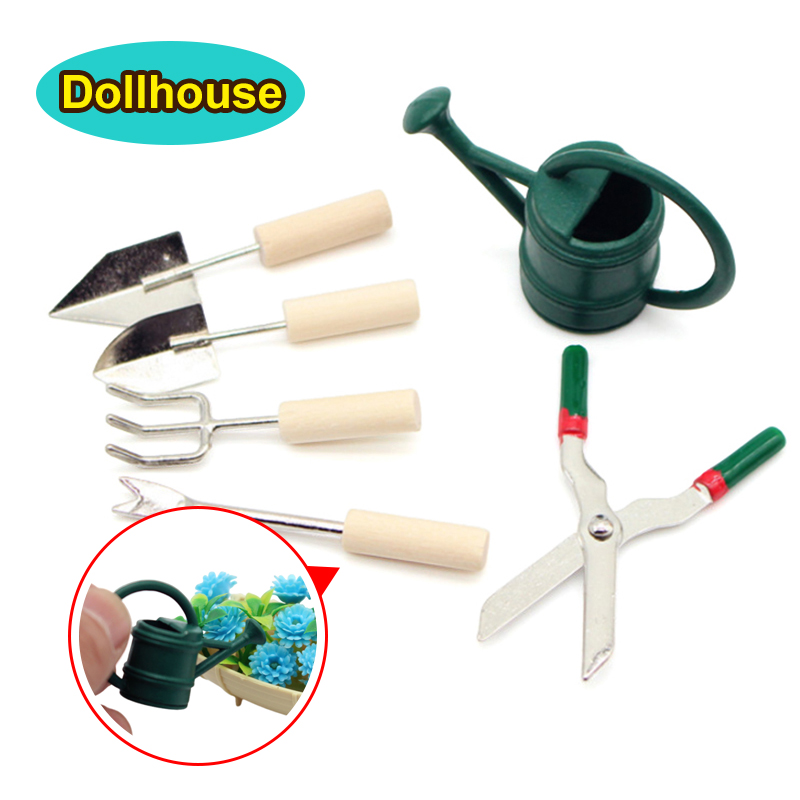 Gardening Tools And Equipment - 1/12 Dollhouse Simulation Watering Can Spade
