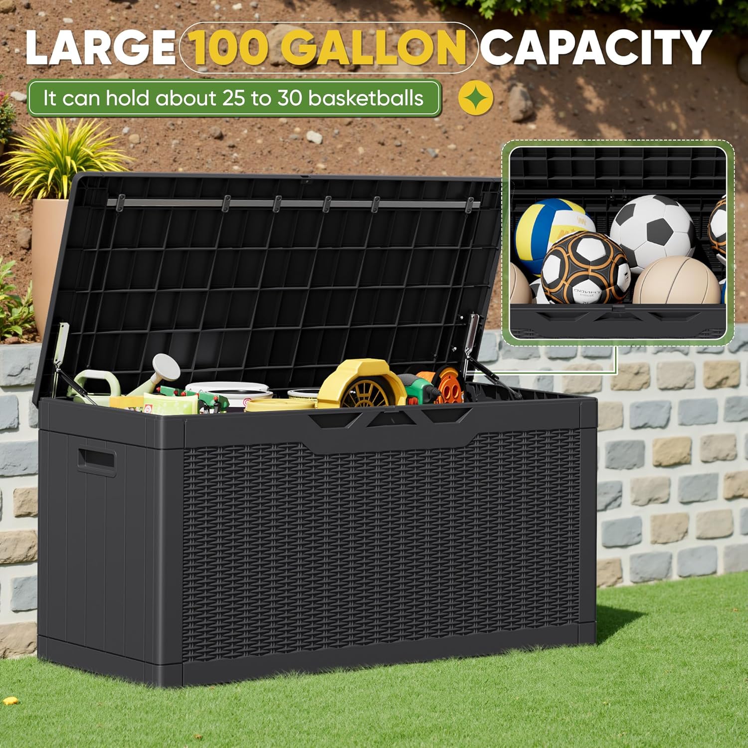 100 Gallon Outdoor Storage Box - Gardening Tools Images 评论和价格