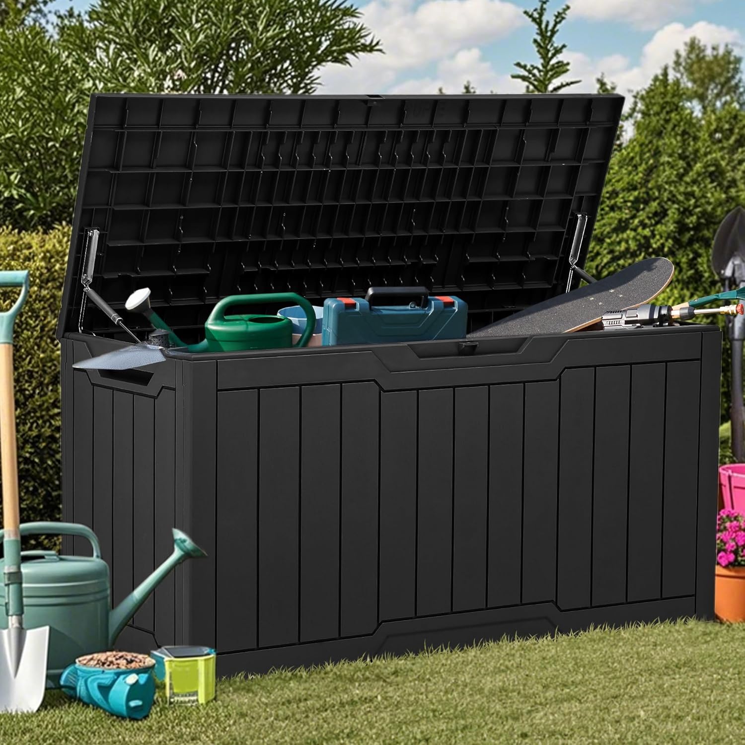 80 Gallon Resin Deck Box with  - Gardening Tools Images 评论和价格