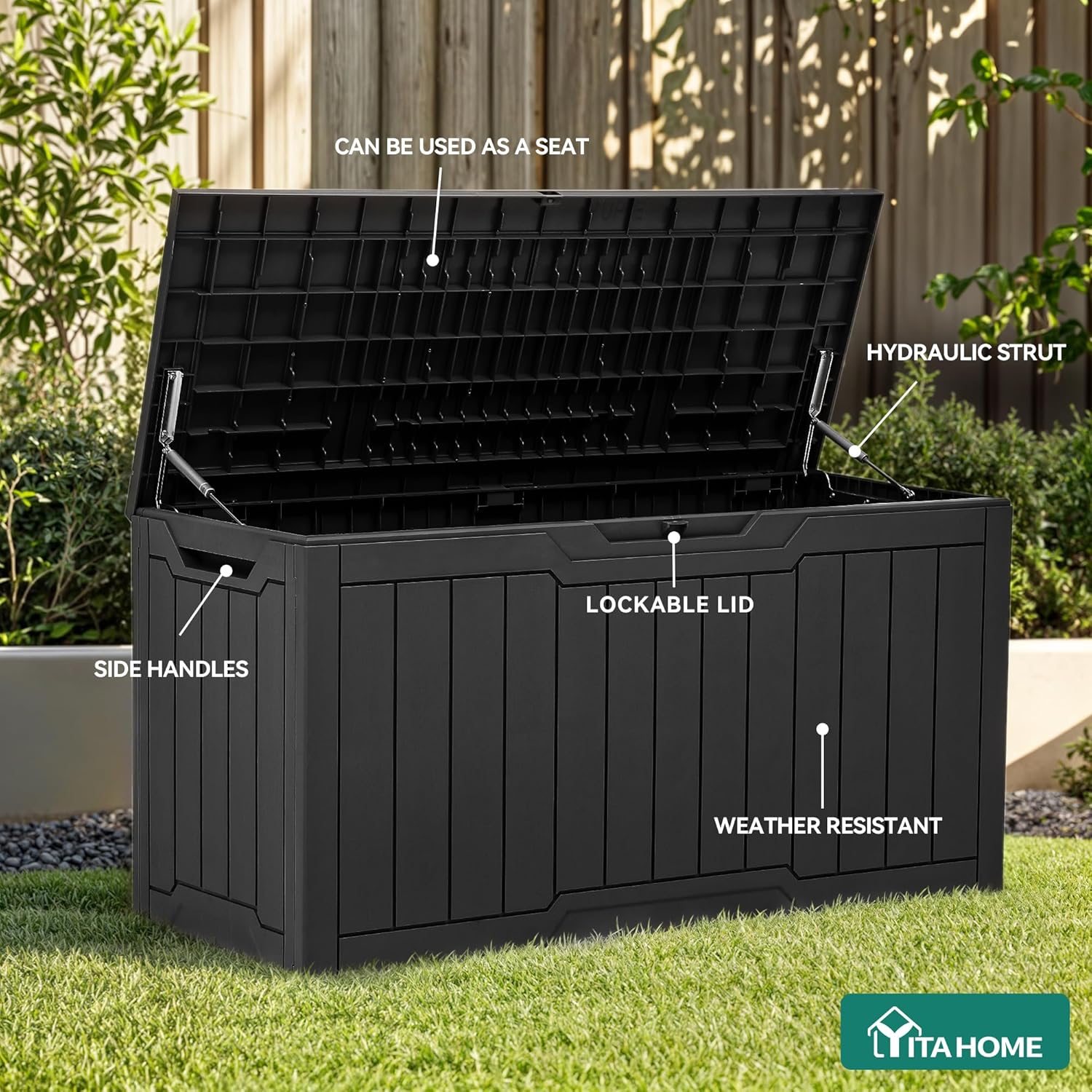 80 Gallon Resin Deck Box with  - Gardening Tools Images 评论和价格