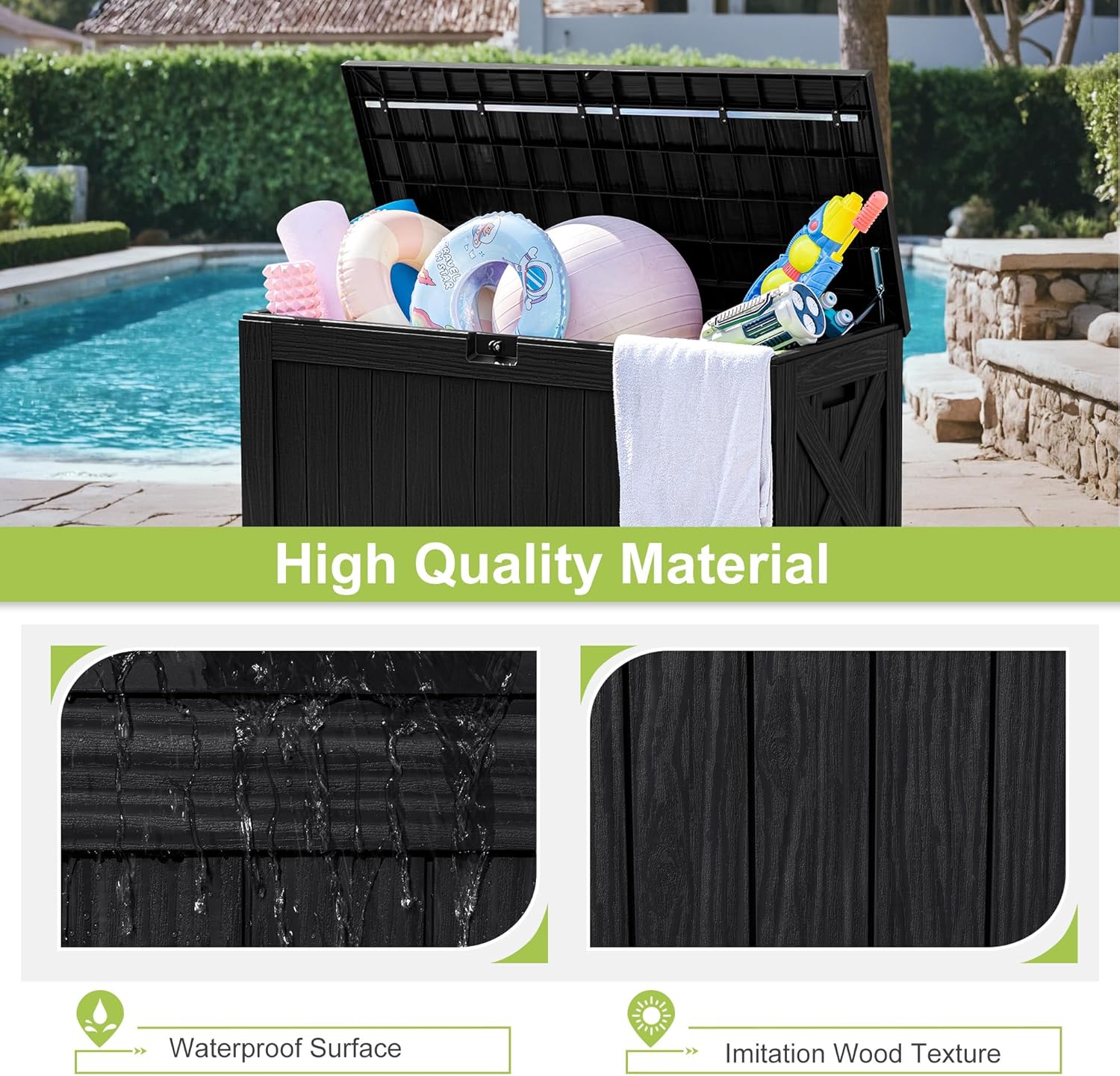120 Gallon Deck Box with Wood  - Gardening Tools Images 评论和价格