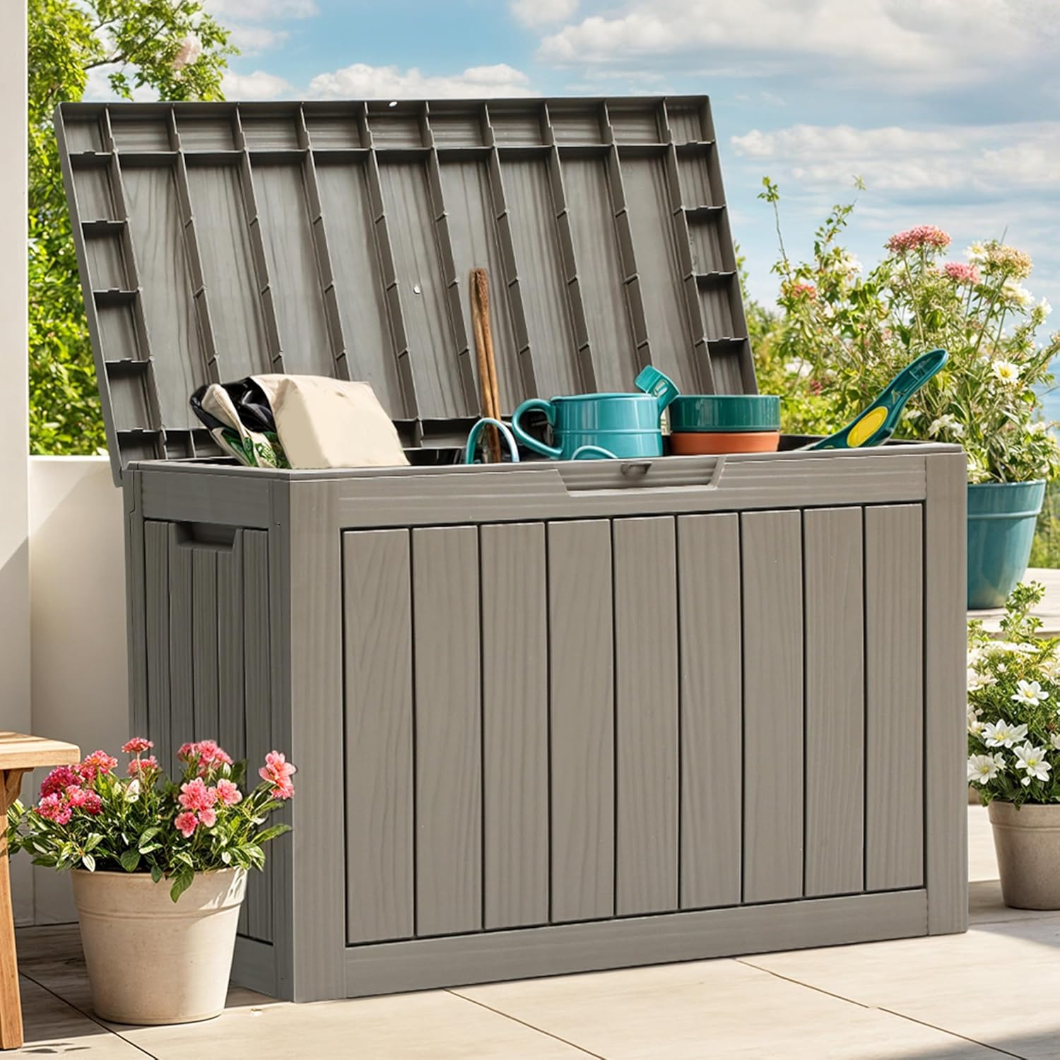45 Gallon Deck Box, Outdoor St - Gardening Tools Images 评论和价格
