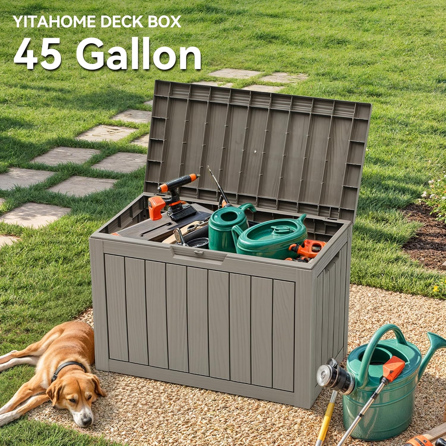 45 Gallon Deck Box, Outdoor St - Gardening Tools Images 评论和价格