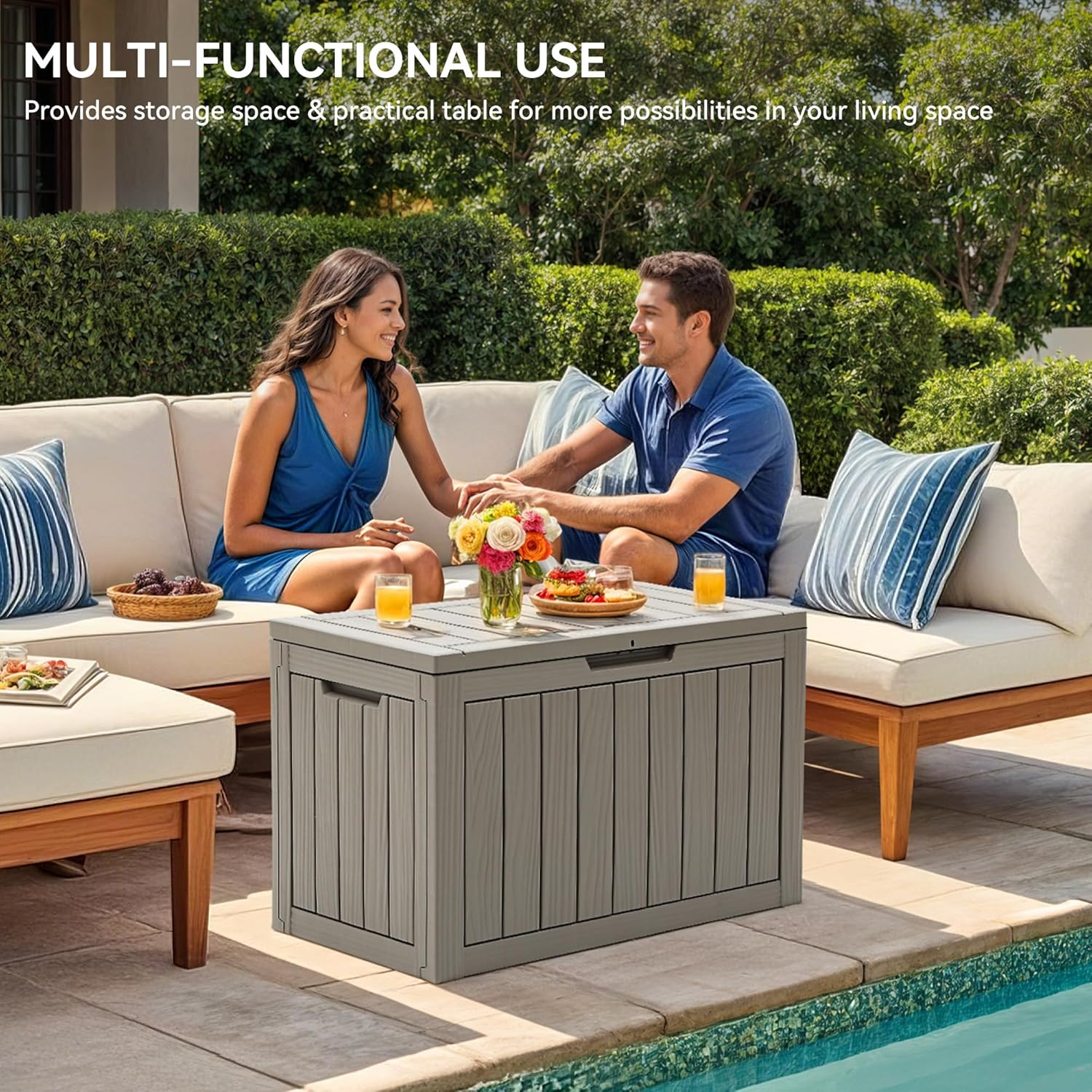 45 Gallon Deck Box, Outdoor St - Gardening Tools Images 评论和价格