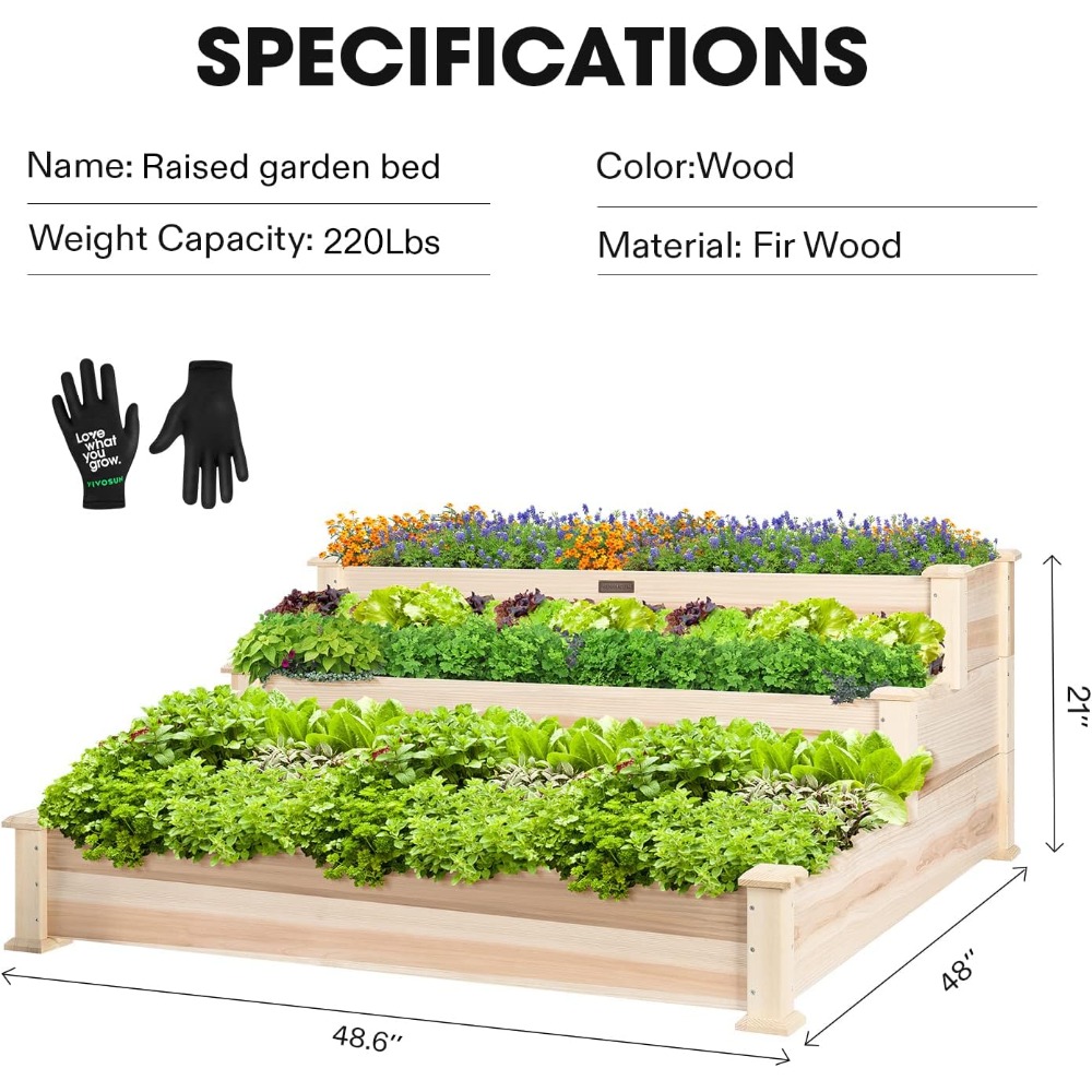 3-Tier Raised Garden Bed Outdo - Gardening Tools Images 评论和价格