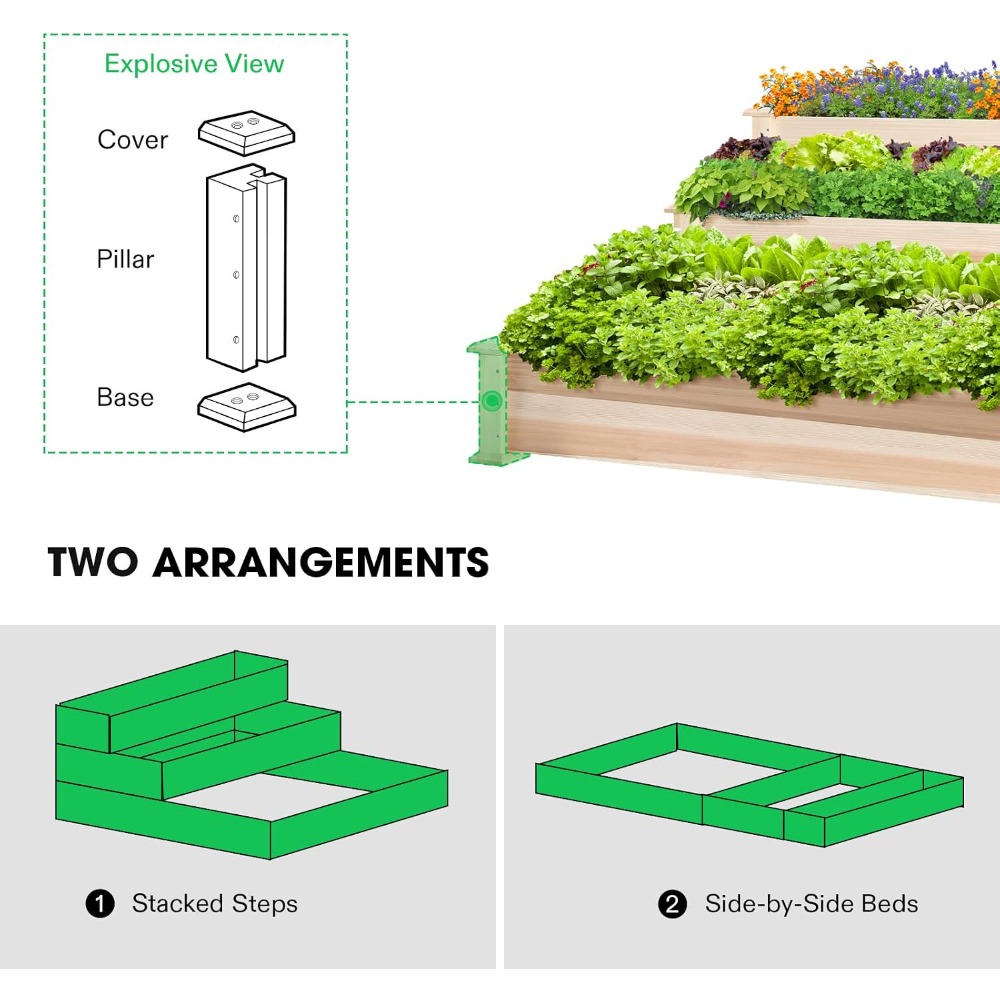 3-Tier Raised Garden Bed Outdo - Gardening Tools Images 评论和价格