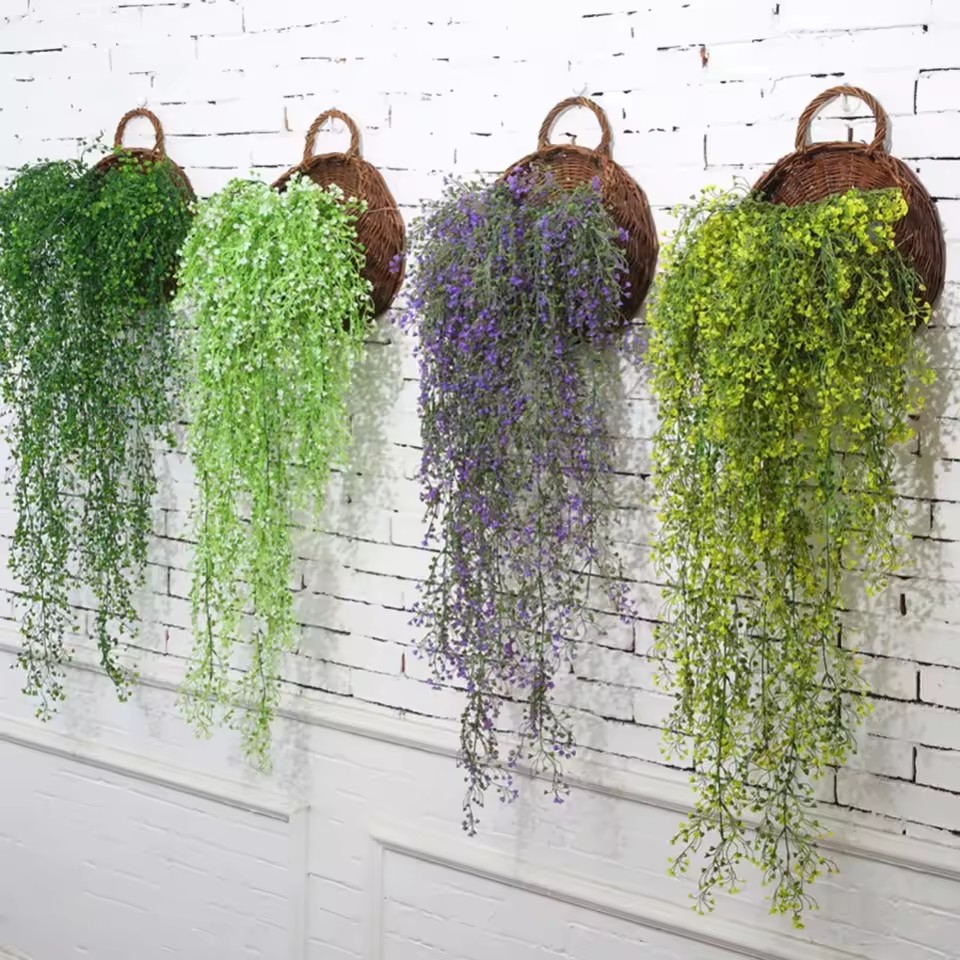 Hand Made Wicker Rattan Flower - Hanging Planter Basket 评论和价格