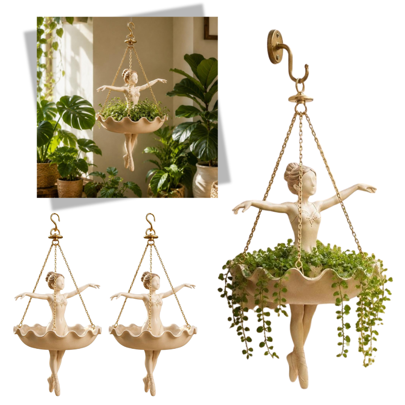 Elegant Ballet Girl Hanging Pl - Hanging Planter Basket 评论和价格