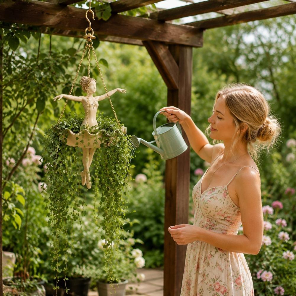 Elegant Ballet Girl Hanging Pl - Hanging Planter Basket 评论和价格