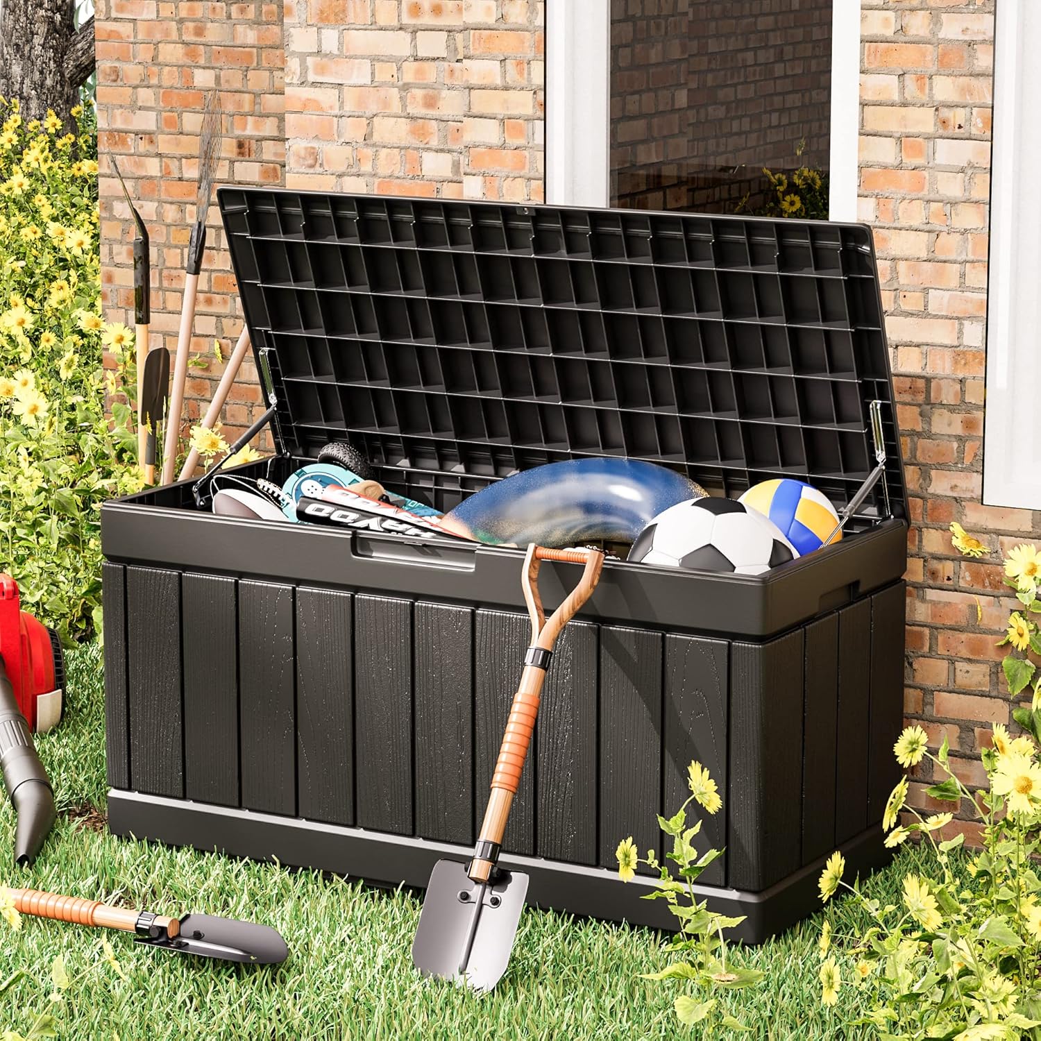 82 Gallon Resin Deck Box Outdo - Gardening Tools Images 评论和价格